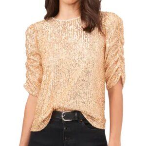 Vince Camuto Puff Sleeve Sequin Blouse Size Large